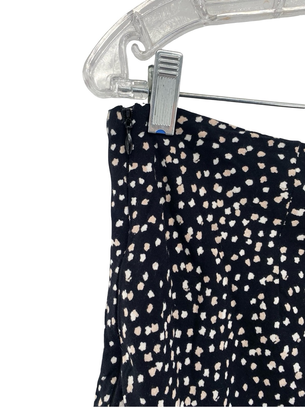 Leith Dot Pattern Flare Black Midi Skirt Size Large - Picture 6 of 9
